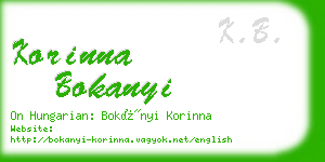 korinna bokanyi business card